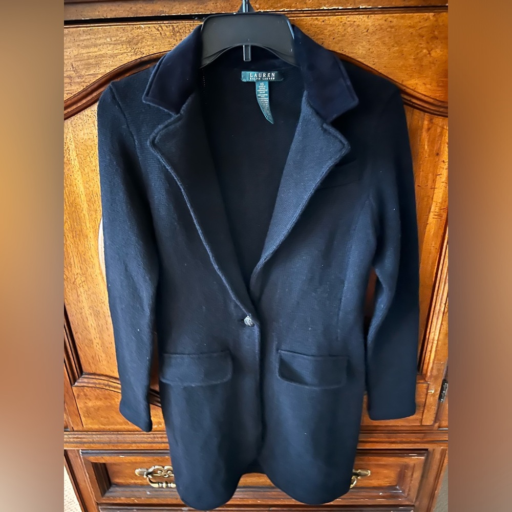 Lauren Ralph Lauren Collared Black Sweater Sz XS